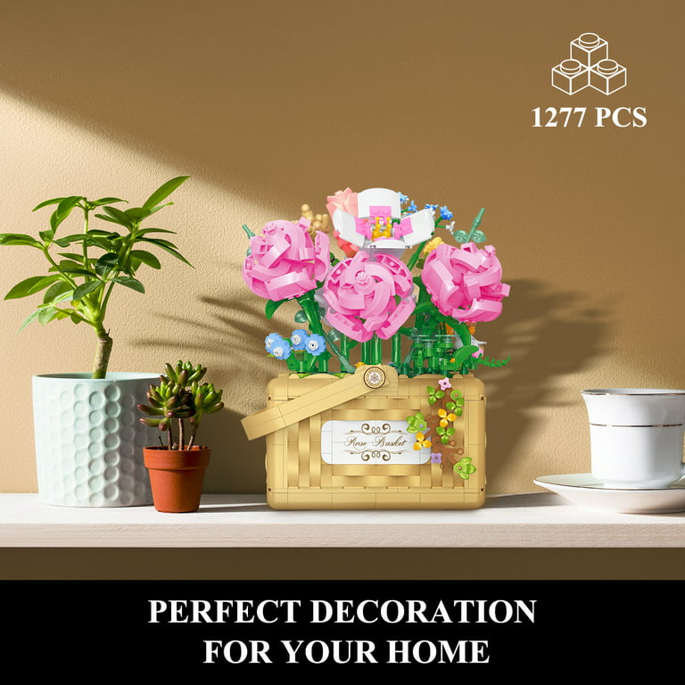 1295 Pcs Flower Bouquet Building Kit Bonsai Sunflower Basket, Building  Blocks Set Blossom Particle Flower Botanical Collection Valentines Mothers  Day Gifts for Her Girlfriends Women Mom Adults Kids 
