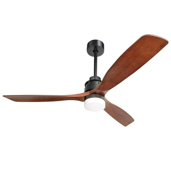 Noaman 60 inch Modern Ceiling Fan with Light, 3 Solid Wood Blades, DC Motor, Reversible Quiet Fan for Living Room, Bedroom, Black