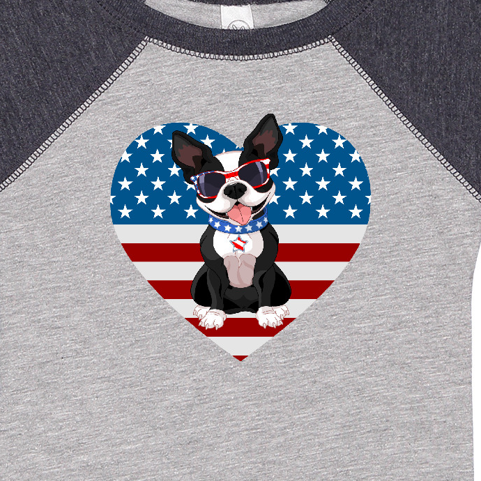 Inktastic Boston Terrier Dog US Flag July 4th Boys or Girls Baby Bodysuit - image 3 of 4