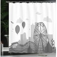 thumbnail image 4 of Ambesonne Ferris Wheel Shower Curtain, Park Silhouette City, 69"Wx75"L, Grey Pale Grey and White, 4 of 5