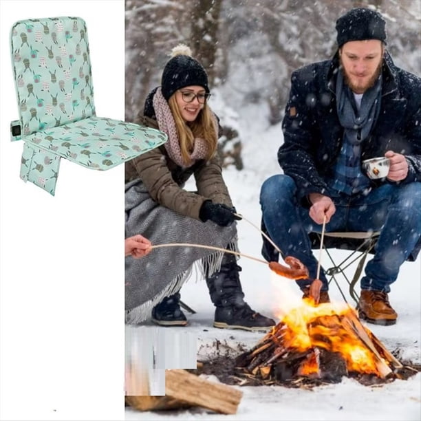 Alfombrilla Calefactora para Asiento de Estadio, Cojín para Asiento Camping Al Aire Libre con Respaldo, Alfombrilla para Silla con 3 Velocidades Temperatura para Pesca Deportiva A