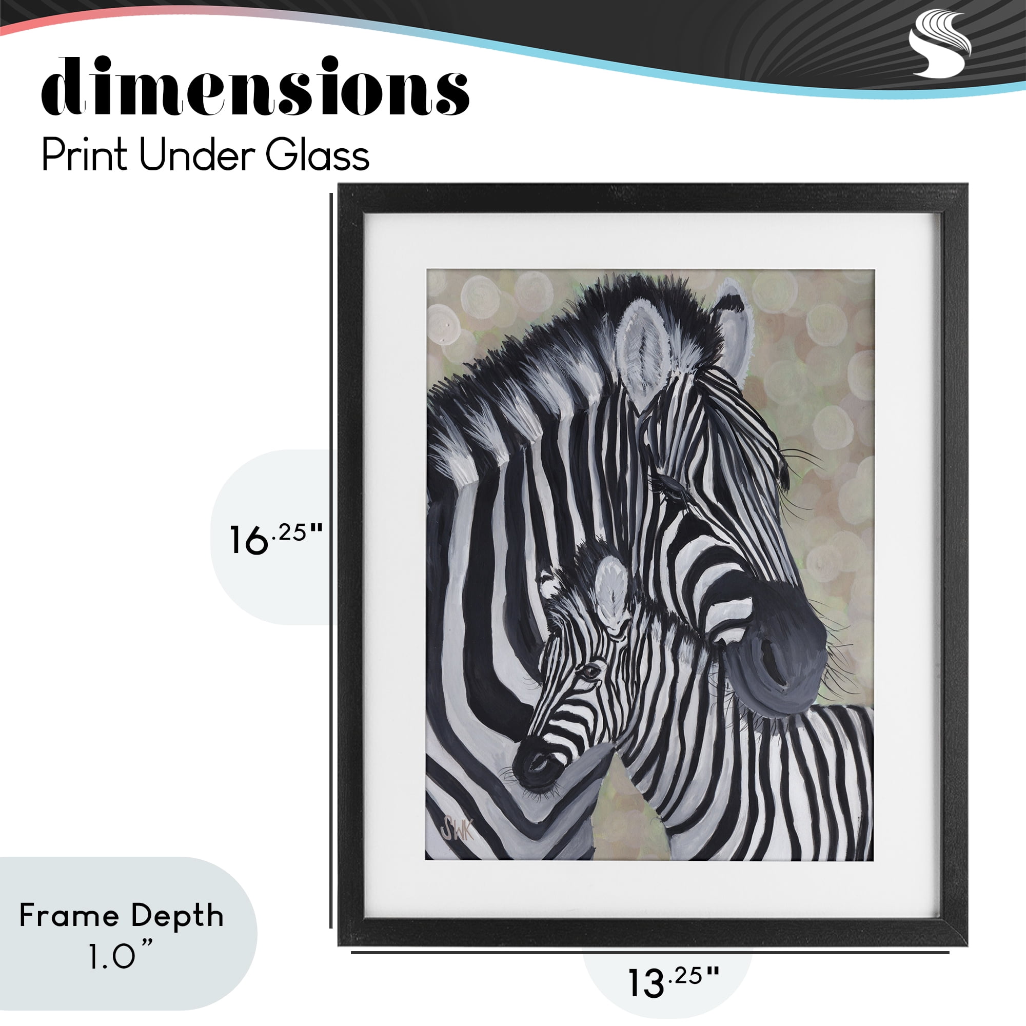 Stupell Industries Mama Zebra & Her Foal Black Framed Print Under Glass, design by Sarah Waldron Kimball