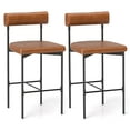 thumbnail image 1 of Costway 26" Upholstered Bar Stools Set of 2 with Padded Cushion & Backrest Footrest Brown, 1 of 9