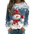 thumbnail image 2 of GBSYEWXS Women Sweatshirt Christmas Trendy Warm Pullover Sweater Long Sleeve Snowman Print Crew Neck Tops Blue, 2 of 4