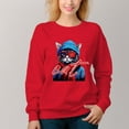 thumbnail image 3 of Women's  Crew Neck Pullover Cozy Clothes Autumn Winter-Cool Cat Print, 3 of 16