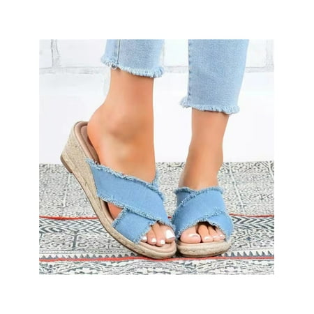 

Ferndule Women s Lightweight Pure Color Slides Summer Comfortable Backless Slippers Daily Sweat-wicking Platform Heels