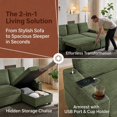 thumbnail image 4 of Ktaxon Convertible Sectional Sofa Bed, L‑Shaped Sleeper Couch with Storage Chaise, USB Port & Cup Holders, for Living Room Apartment Small Space Corduroy, Green, 4 of 7