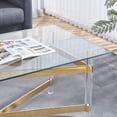 thumbnail image 4 of Gold Stainless Steel Coffee Table With acrylic Frame and Clear Glass, 4 of 5
