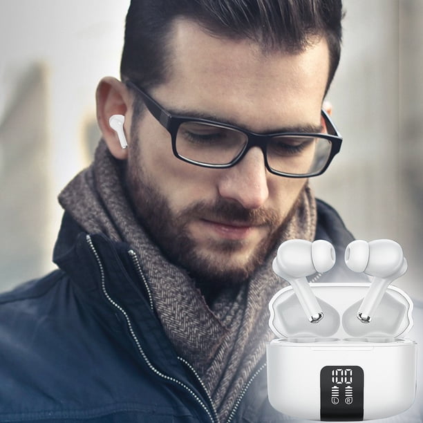 Auriculares inalámbricos Bluetooth 5.0 | Auriculares internos IPX5 a prueba de sudor con micrófono | Pantalla LED de alimentación | Sonido estéreo | Controles táctiles | 28h Tiempo de juego |