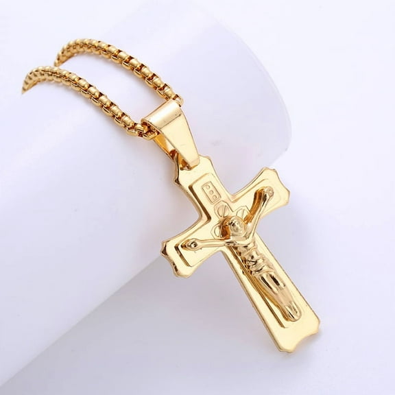 Vintage Jesus Crucifix 14K Yellow Gold Cross Pendant Necklace Charms for Chain Women Men Christian Religious Jewelry Accessories