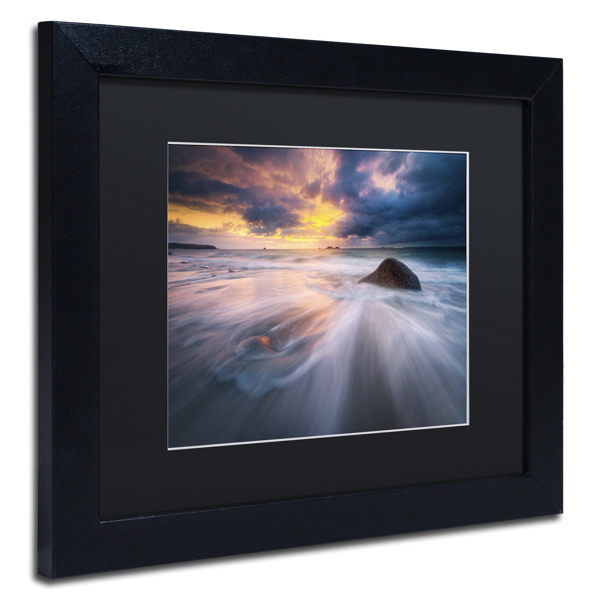 Trademark Fine Art "Ocean Painting" Canvas Art by Mathieu Rivrin, Black Matte, Black Frame