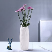 Geometric Plastic Flower Vase - Modern Floral Container for Home Decor, Small Fresh Arrangements, 7.87x2.17x2.17 Inches, White, Gray, Pink, Blue