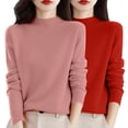 thumbnail image 2 of Chandail à Col Rond pour Femmes, Automne et Hiver, 2 Pcs, Couleur Unie, Doux et Confortable, 2 of 4