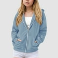 thumbnail image 2 of NIEWTR Sweatshirt Color Solid Zip Jackets Long Hoodie Top Girls Sleeve Up Little Girls Kids Girls Coat&jacket Fall Winter Coat (5-6 Years,Z01-Light Blue), 2 of 8