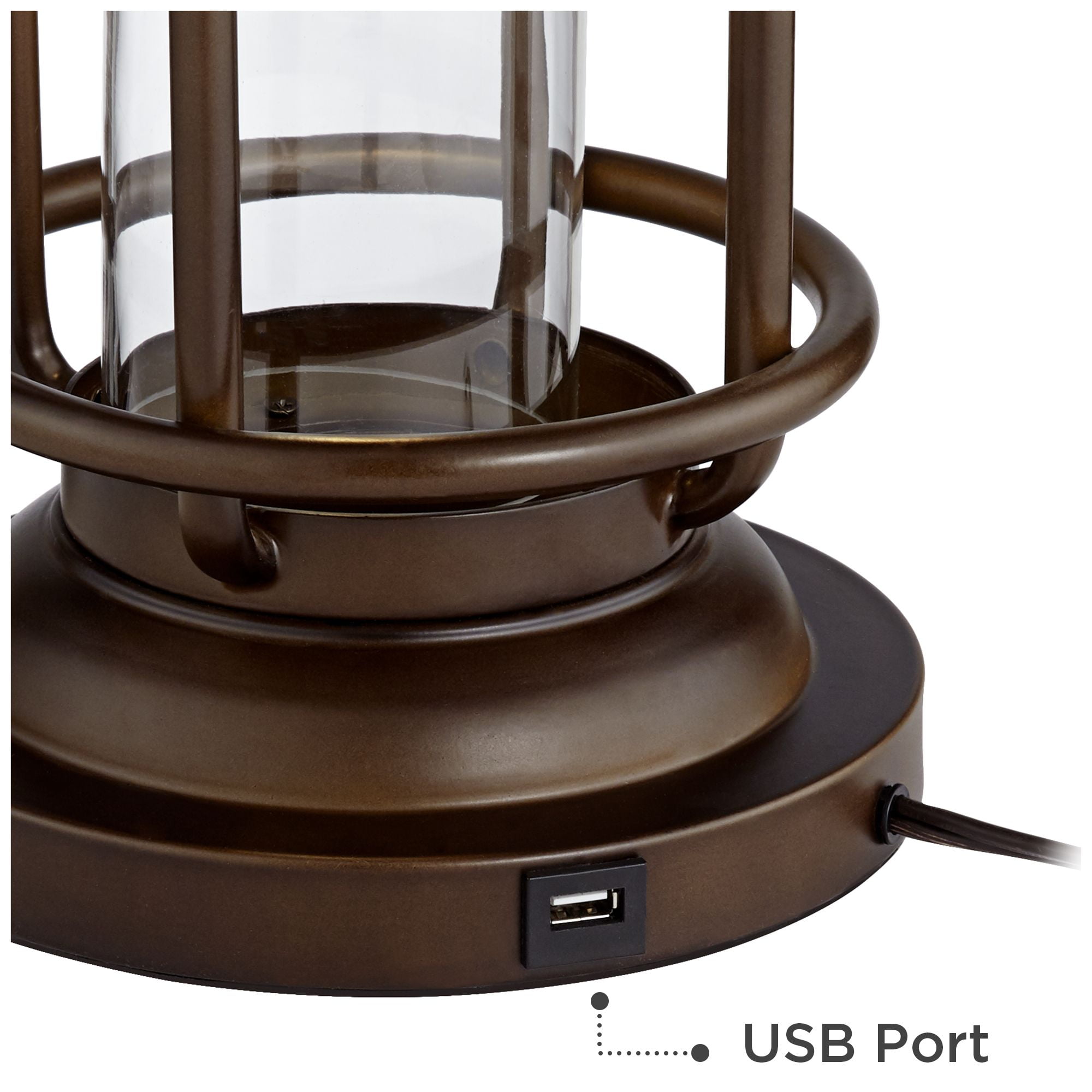 Andreas industrial night light table lamp with usb port deals