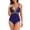 Blue, variant on Womens V Neck One Piece Bathing Suits Tummy Control Swimsuit