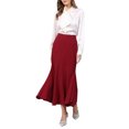 thumbnail image 2 of INSPIRE CHIC Women's Fishtail Long Skirt High Waist Work Office Maxi Mermaid Skirts 2XL Dark Red, 2 of 5