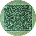 thumbnail image 1 of Ahgly Company Indoor Round Persian Turquoise Blue Traditional Area Rugs, 7' Round, 1 of 4