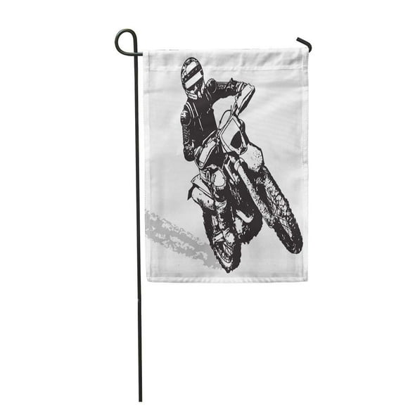 JSDART Bike Black Motorbike Dirt Motocross Motor Silhouette Action Dirty Garden Flag Decorative Flag House Banner 12x18 inch
