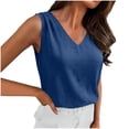 thumbnail image 2 of Women Summer Casual Vest Tank Tops Loose Fit V Neck Sleeveless Tshirt Top Blue L, 2 of 6