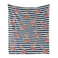 thumbnail image 1 of Anchor Soft Flannel Fleece Throw Blanket, Floral Anchor on Striped Surface Crescent Moon Modern Theme Artwork, Cozy Plush for Indoor and Outdoor Use, 70" x 90", White Blue and Red, by Ambesonne, 1 of 6