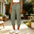 thumbnail image 5 of Linen Capri Pants for Women Cropped Pant Summer Dressy Casual Elastic Waist Beach Trousers 2026 Army Green M, 5 of 6