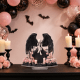 thumbnail image 3 of Gothic Angel Skeleton 2D Acrylic Tabletop Decoration with Roses for Pink Halloween Shelf Decor, 3 of 6