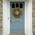 thumbnail image 3 of National Tree Company Pre-Lit Artificial Christmas Wreath, Green, Kaleidoscope, White Lights, Decorated with Berry Clusters, Ball Ornaments, Christmas Collection, 30 Inches, 3 of 5