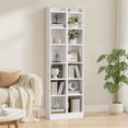 thumbnail image 3 of Yaheetech 7-Tier Modern Narrow Wooden Bookcase with Top Open Compartment, White, 3 of 7