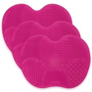 3 Pack Silicon Makeup Brush Cleaning Mat, Make Up Brush Cleaner Pad, Portable Washing Tool Scrubber with Suction Cup