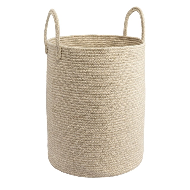 Cuerda de algodón tejida JUNBOLE para ropa sucia, 38 x 50 cm, 60 L, color avena