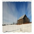 thumbnail image 3 of Ambesonne Nature Scene Shower Curtain, Abandoned Barn Winter, 69"Wx84"L, Sea Blue Eggshell, 3 of 3