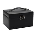 thumbnail image 1 of Riwcyla Jewelry Organizer 3,layer Large Capacity Jewelry Box Earrings Necklace Rings Holder with Makeup Mirror and Lock Case PU Leather Jewelry Drawer, 1 of 6