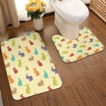thumbnail image 2 of Honeii Colorful Rabbit Pattern Bathroom Anti-Skid Pad Bathroom Mat Vintage Seamless Pattern Not-Slip Toilet Rug Set, 2 of 6