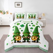 Feelyou Kid Green Gnome Twin Comforter Sets, Seasonal Spring Holiday Bedding Set, 2pcs