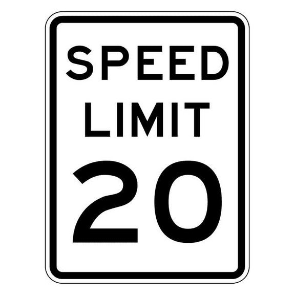 Lyle Speed Limit 20 Traffic Sign,24" x 18" R2-1-20-18HA