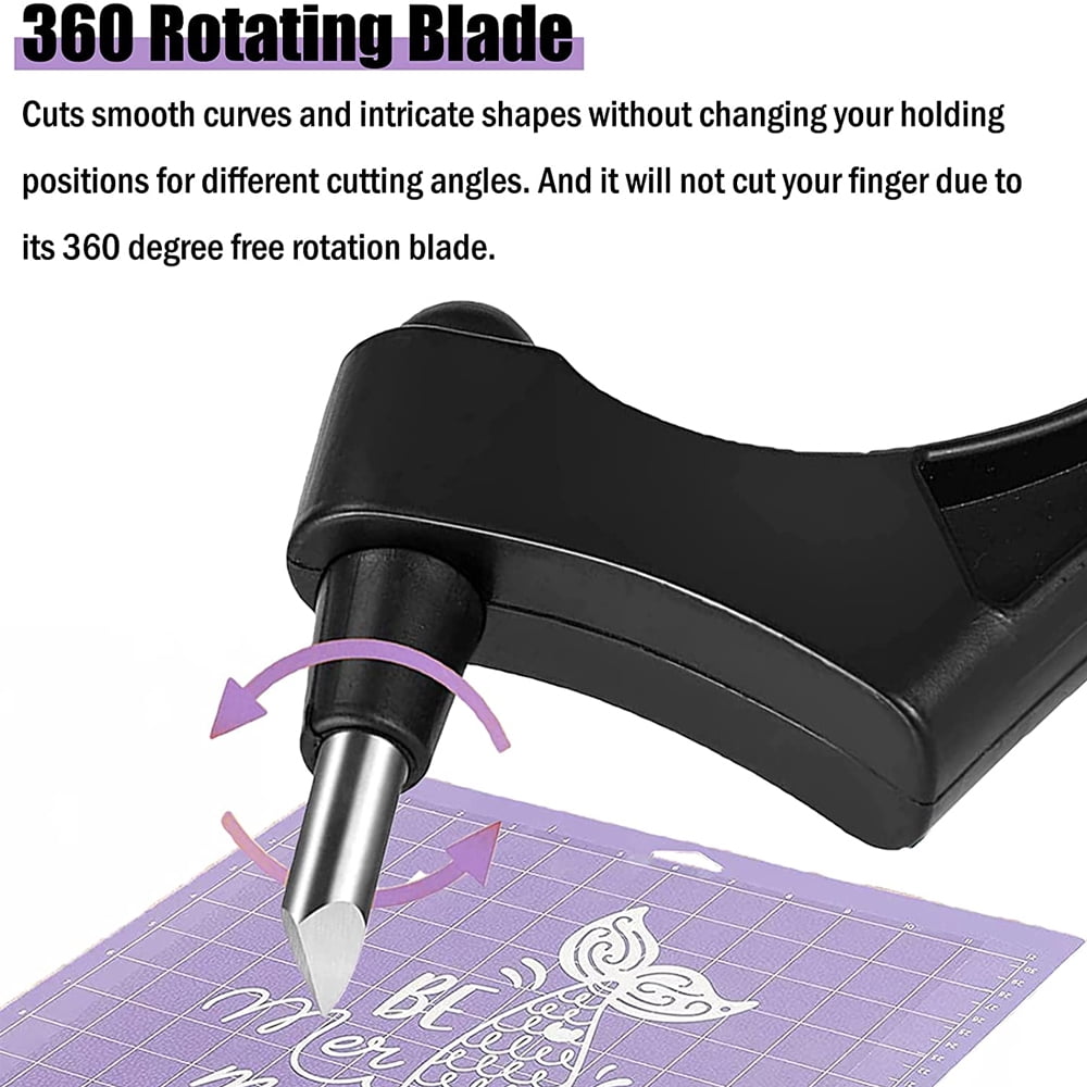 BFDKIT Craft Cutting Tools Pen, 360 Degree Rotating Cutting Blade Stainless Steel Craft Knives, Handheld Paper-cutting Tool with 3 Cutter Heads for