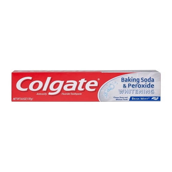 Colgate Anticavity Baking Soda and Peroxide Whitening Bubbles Fluoride Toothpaste, Brisk Mint, 6 Oz, 2 Pack