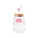 thumbnail image 2 of Vaso de agua de vidrio con tapa y pajita | Vaso para bebidas con decoración de mariposa | Vaso térmico para bebidas frías o calientes, 2 of 6