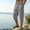 Dark Gray, variant on Men's Cotton Linen Capri Long Utility Stacked Cargo Shorts Below Knee 13 Inches Relaxed Fit Casual Elastic Waist Multi-Pocket Size 3XL Dark Gray