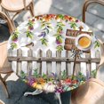 thumbnail image 2 of Thanksgiving Pumpkins Round Tablecloth, Fitted Table Cover with Elastic for 36"-44" Round Tables, Fall Leaves Country Wildflowers Fence Table Cloth Outdoor Indoor Dinning Party Waterproof Tablecloths, 2 of 7