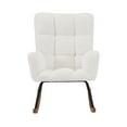 thumbnail image 3 of Comfy Upholstered Lounge Chair Rocking Chair With High Backrest, For Nursing, Reading & Relaxing Off White, 3 of 9