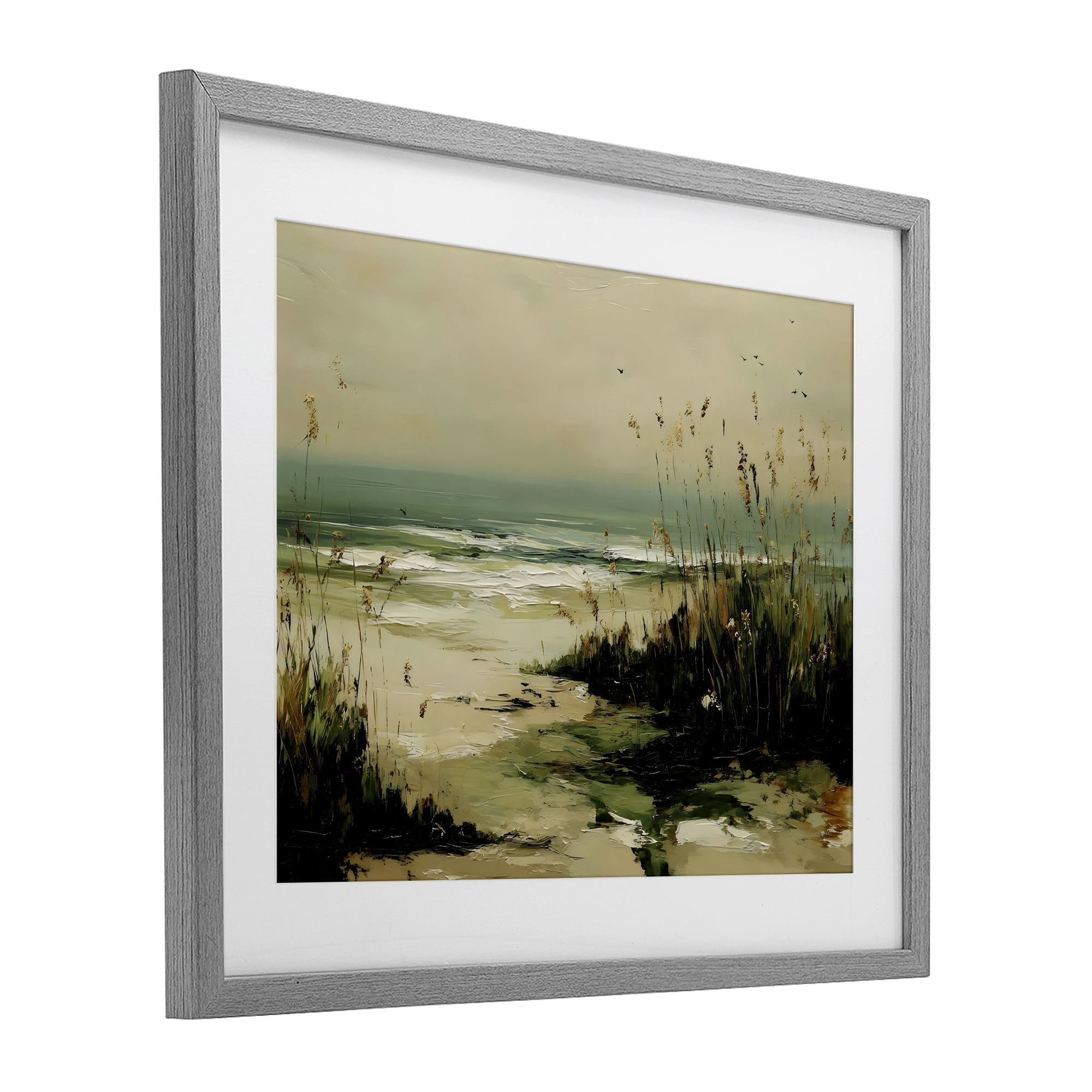 Stupell Industries Sea Oats on the Beach Gray Framed Print Under Glass, design by Franklyn Gregory