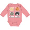 thumbnail image 3 of Inktastic Cats Rule with Cat Heads Boys or Girls Long Sleeve Baby Bodysuit, 3 of 5