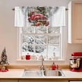 thumbnail image 2 of Valance Curtains for Kitchen Windows Xmas Tree Farm Red Truck DogRod Pocket Valance Winter Holly Berries White SnowflakesShort Window Curtain Topper for Bedroom Living Room Bathroom 42x12in, 2 of 7