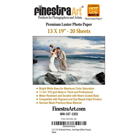 13" X 19" 20 Sheets Premium Luster Photo Paper