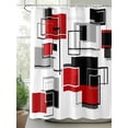 thumbnail image 2 of Shower Curtains Abstract Black Red Geometric Bath Curtain Stripes Modern Art Waterproof Bathroom Shower Curtain Set with Hooks Decoration 72 x 84 Inches, 2 of 7