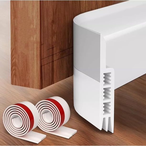 Guardapolvo y Protector para Puerta Exterior, Cubre Polvo para Puerta, Tira de Sellado de Ventanas, Burlete para Puerta Autoadhesiva de Silicona Bloquea el Ruido y Insectos (2M, Blanco