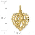 thumbnail image 2 of 14k Or Jaune Coeur Délicate Lettre R Initiale Nom Monogramme Collier Pendentif Pendentif, 2 of 6