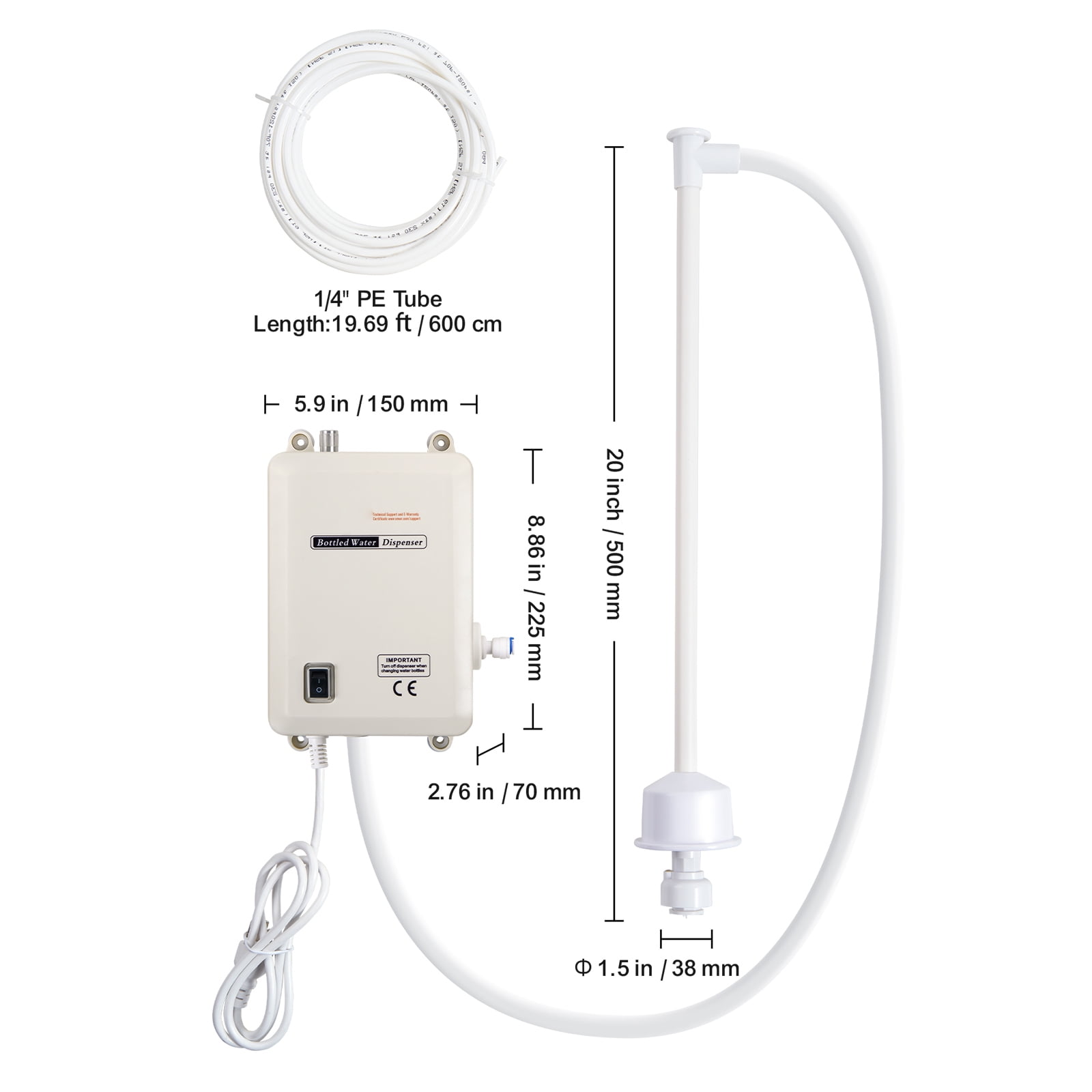 KFFKFF Water Dispenser Pump Mechanism, 5 Gallon Water Distribution System, Automated Electric Water Dispenser, Solo Inlet Water Jug Pump, Suitable for Use with Coffee/Tea Maker, Fridge, Ice Machine